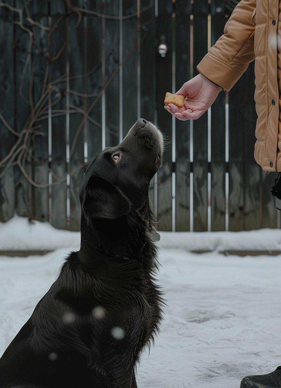 Hund bekommt ein Leckerli